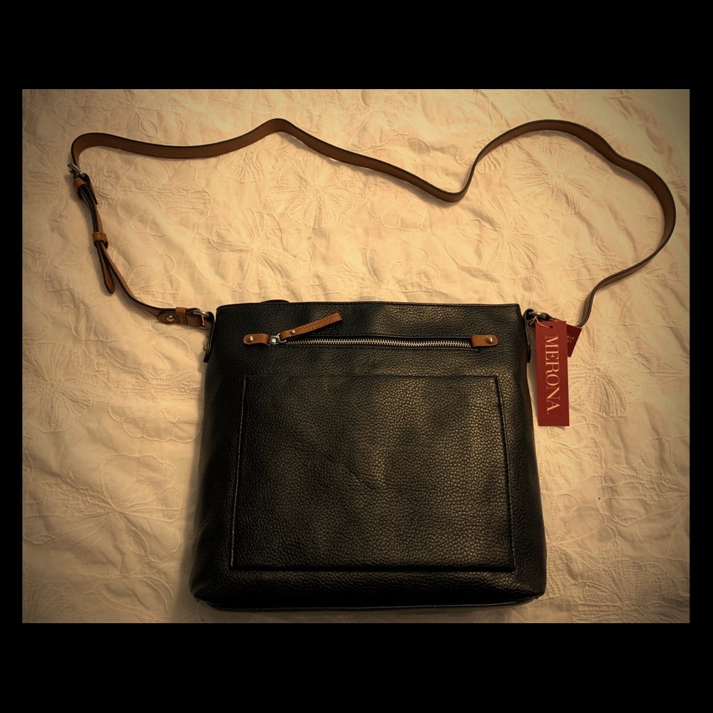 Merona Purse Black/Butternut Adjustable Strap Lg